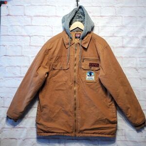 Wrangler Workwear Jacket Mens Large Brown Hooded Canvas Star Wars Hoth Parka